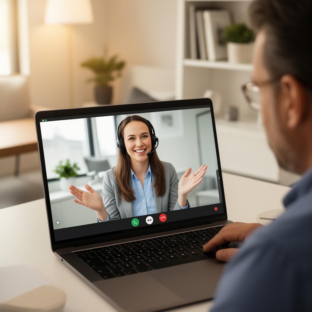 Dedicated account manager on a video call with a dental practice owner